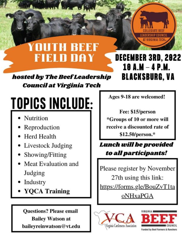 2022 Youth Educational Beef Field Day flyer.